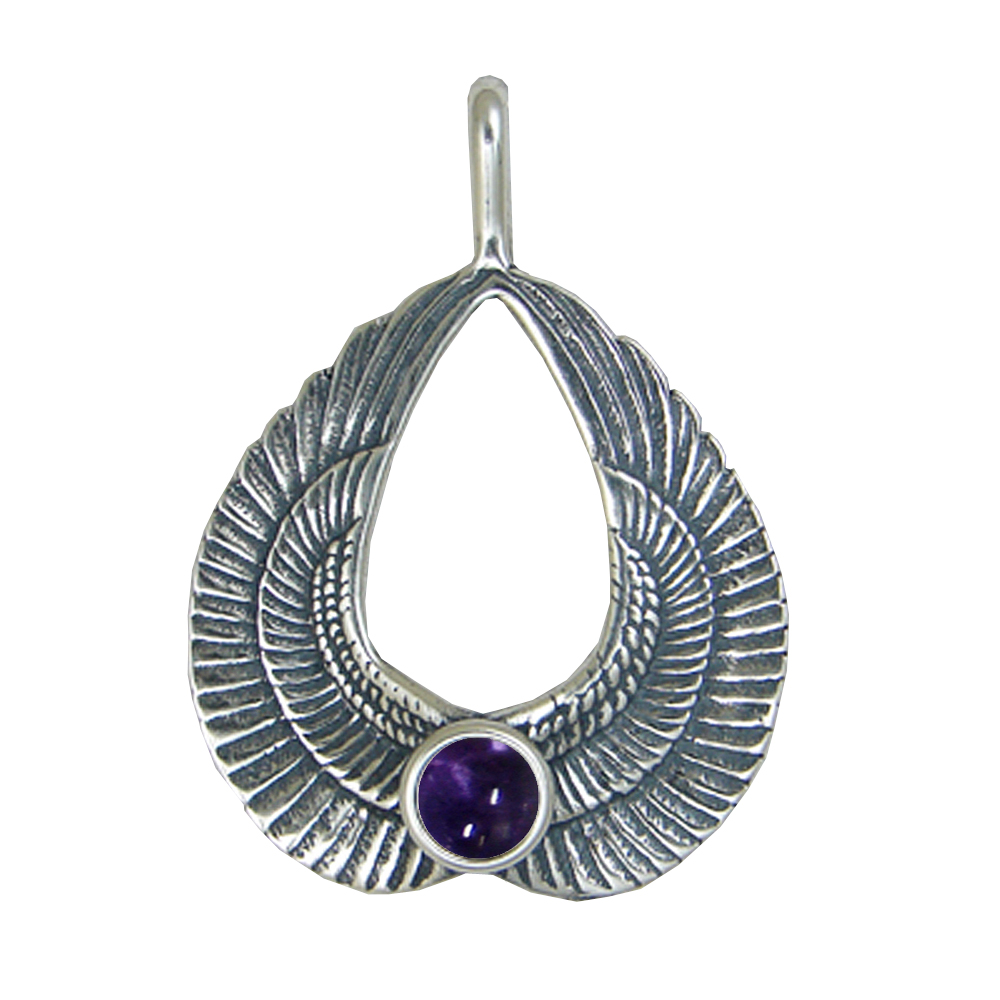 Sterling Silver Wings of Love Pendant With Iolite